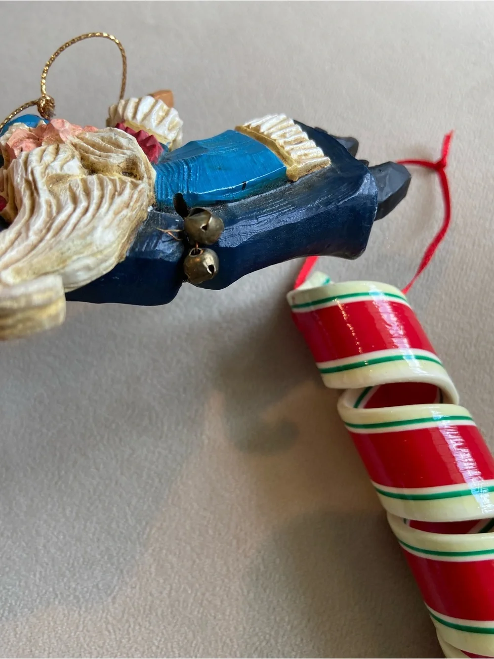 2 mismatched christmas holiday ornaments